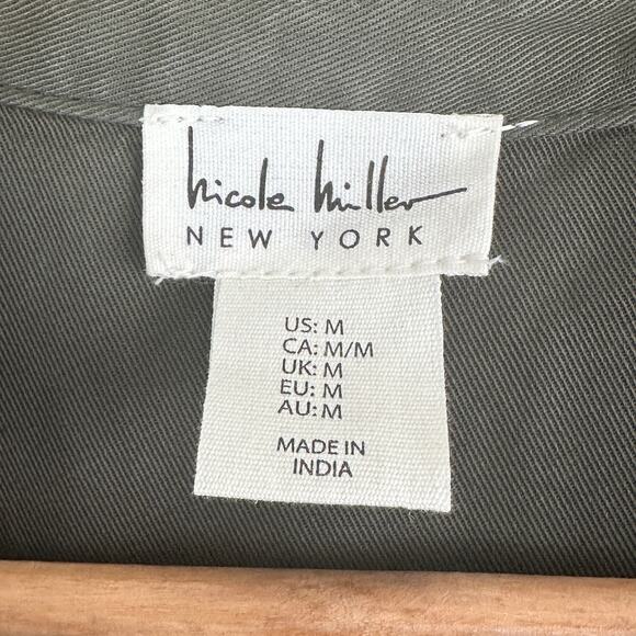 Nicole Miller Shirt Dress Womens M Olive Green Button Down Sleeveless Minimalist - Picture 4 of 5